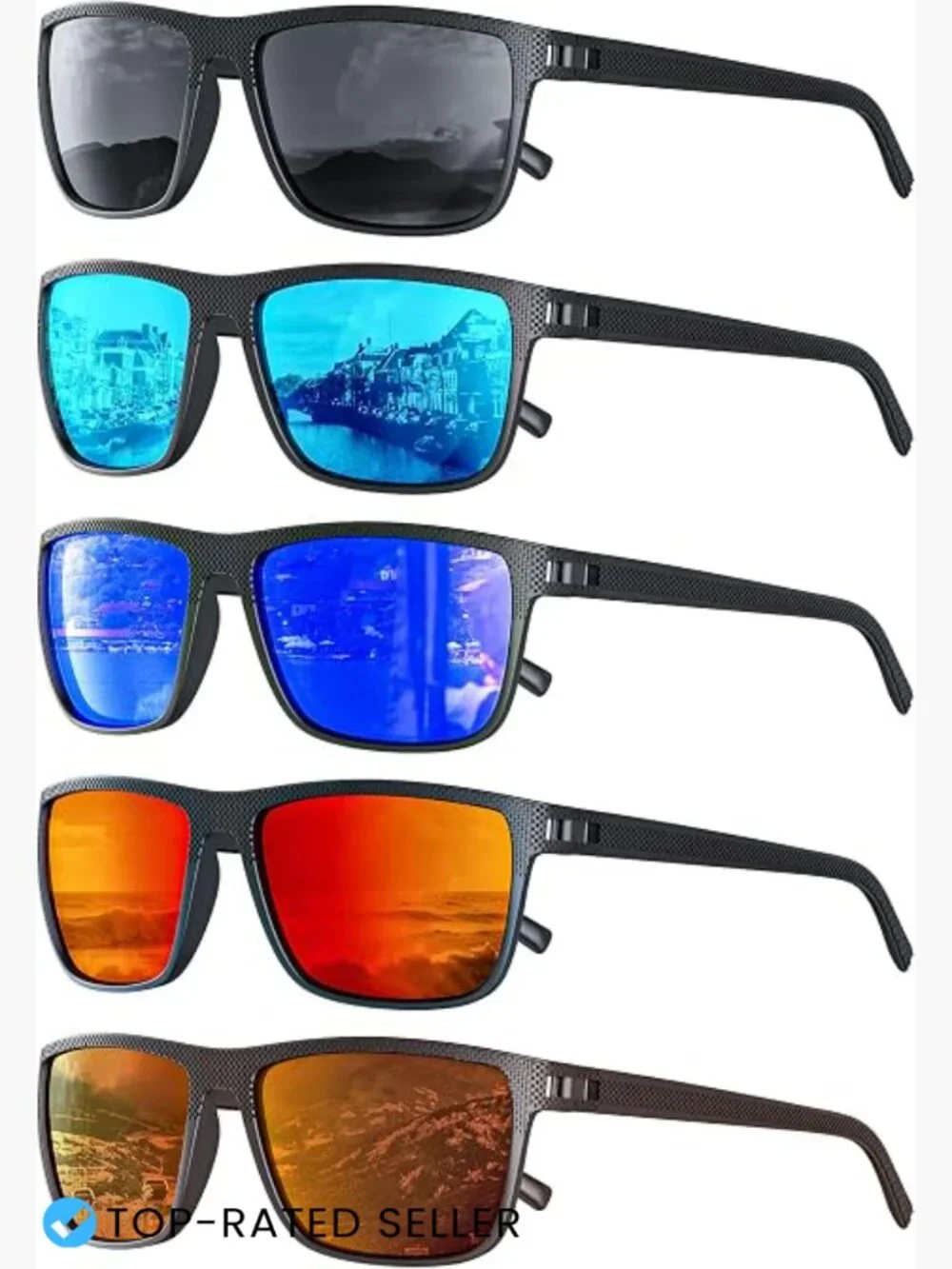 Polarized Square Sunglasses: Classic Retro UV Protection for Men Women Fishing
